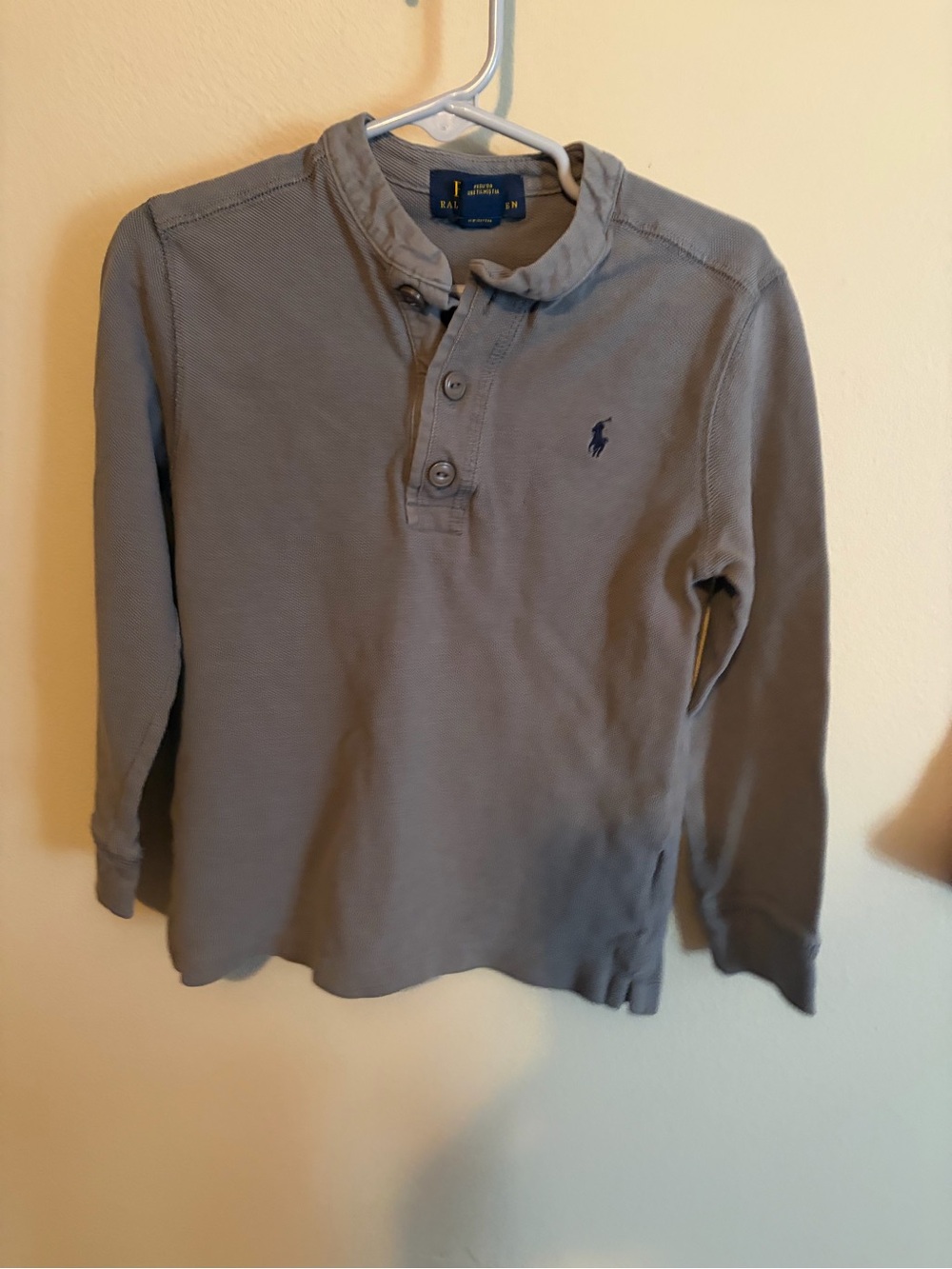 Ralph Lauren Boys' Slate Gray Long-Sleeve Henley Polo